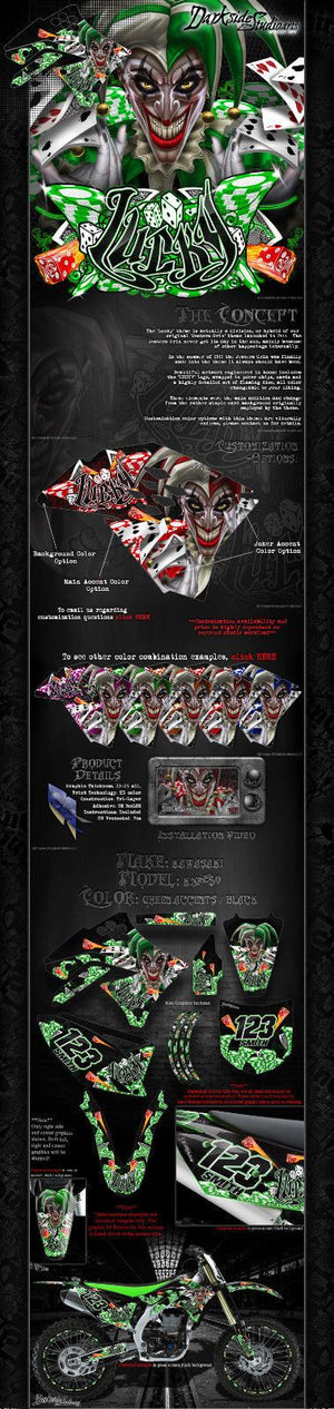 Graphics Kit For Kawasaki 2004-2017 Kxf250 "Lucky"  Wrap Decal  Fits Oem Parts - Darkside Studio Arts LLC.