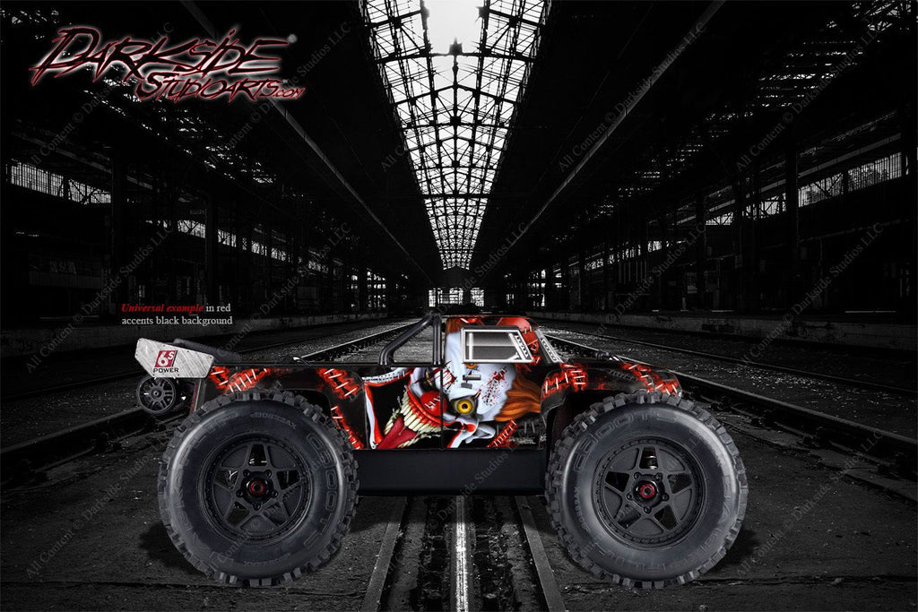 'Stiff Upper Lip' Clown Themed Wrap Kit Fits Arrma Outcast Truck Body # Ar406086 | Darkside Studio Arts LLC.