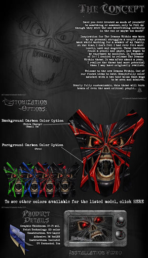 Graphics Kit For Yamaha Raptor 700 2013-2023 "The Demons Within"  Wrap Green Carbon - Darkside Studio Arts LLC.