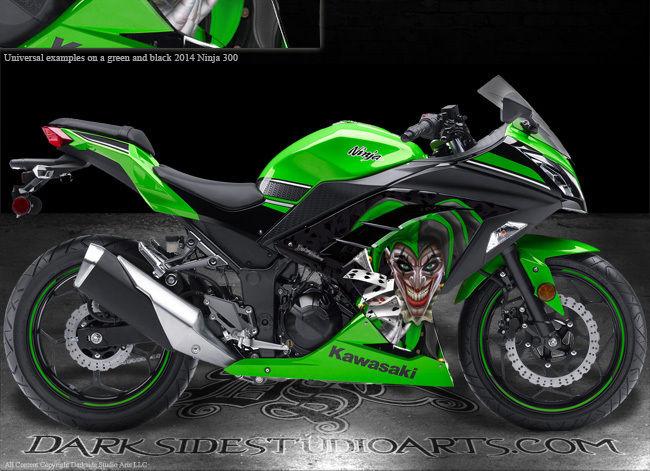 Graphics Kit For 2013-2014 Ninja 300 "The Jesters Grin" For S - Darkside Arts LLC.