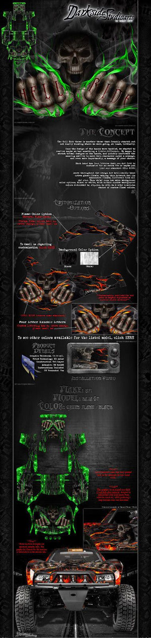 Hpi Baja 5T Graphics Wrap Decals "Hell Ride" Fits Lexan Body & Wing Truck Parts - Darkside Studio Arts LLC.