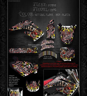 GRAPHICS FOR HONDA 2003-2012 CR85  WRAP "THROTTLE JUNKIE" FOR OEM PARTS DECALS - Darkside Studio Arts LLC.