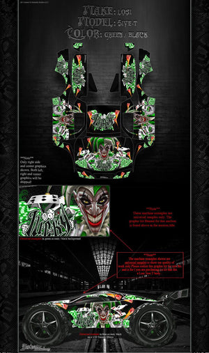 'Lucky' Joker Themed Graphics Wrap Kit Fits Losi 5Ive-T Lexan Body # Losb8105 - Darkside Studio Arts LLC.