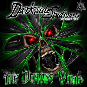 Graphics Kit For Yamaha Raptor 350  Green Accents Decals Wrap  "The Demons Within" - Darkside Studio Arts LLC.