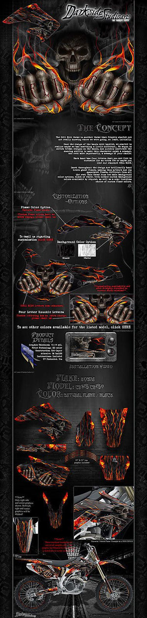 Graphics For Honda 2000-2013 Cr125 Cr250  Decals Wrap "Hell Ride" Fits Oem Plastics - Darkside Studio Arts LLC.