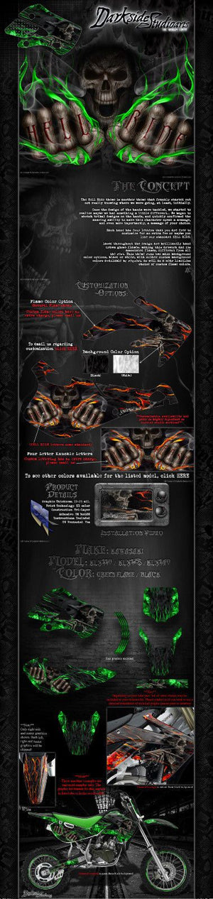Graphics Kit For Kawasaki 1985-2015 Kx60 Kx65 "Hell Ride"  Wrap Decals For Oem And Ufo - Darkside Studio Arts LLC.