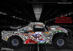 'Ticket To Ride' Graphics Wrap Skin Hop Up Kit Customizable Fits Losi 5Ive-T Body Panel # Losb8105 - Darkside Studio Arts LLC.