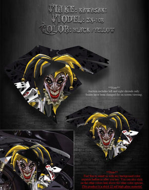 Graphics Kit For Kawasaki Zx-10R 2006-2007 "The Jesters Grin"  For Black Fairing Parts - Darkside Studio Arts LLC.
