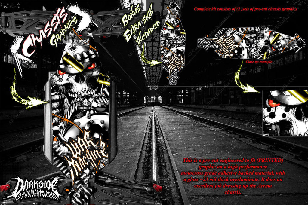 'War Machine' Themed Chassis Skin Fits Yokomo Yz-2 Yokz2-0023 Hop-Up | Darkside Studio Arts LLC.