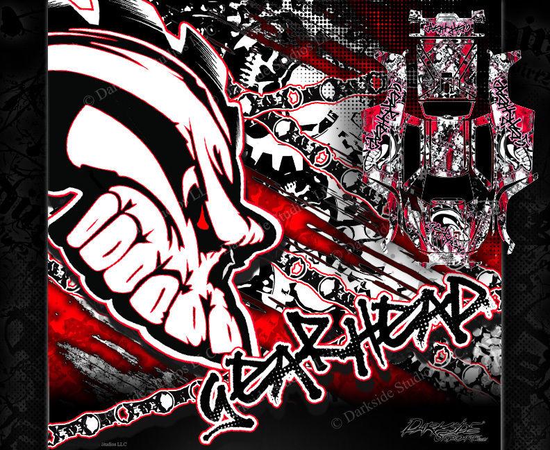 'Gear Head' Graphics Wrap Fits Traxxas X-Maxx Proline Ford Raptor, Chevy Silverado, Brute Bash & Stock Body | Darkside Studio Arts LLC.