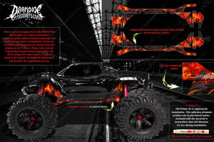 'Hell Ride' Aftermarket Hop Up Printed Flames Graphics Fits Shock Towers On Traxxas X-Maxx 6S 8S Chassis - Darkside Studio Arts LLC.