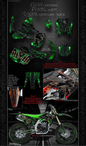 Graphics Kit For Kawasaki 1988-2004 Kx500 "Hell Ride"  Wrap Decal  Fits Oem Parts - Darkside Studio Arts LLC.