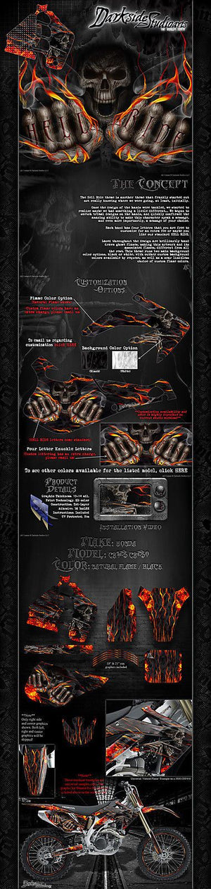 Graphics For Honda 1984-1994 Cr125 Cr250  Wrap Fits Oem Parts & Plastics "Hell Ride" - Darkside Studio Arts LLC.