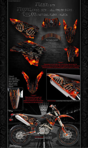 "Hell Ride" Graphics Wrap Fits Ktm 2008-2011 Exc Xcw 250 300 450 525 - Darkside Studio Arts LLC.