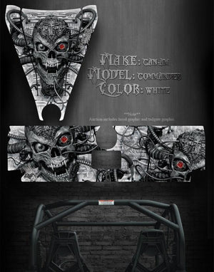 Graphics Kit For Can-Am Commander Hood And Tailgate  "Machinehead" White Skull - Darkside Studio Arts LLC.