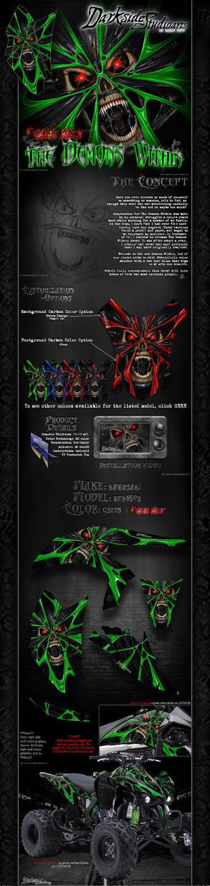 Graphics Kit For Kawasaki Kfx450R  Wrap Decal  "The Demons Within" Fits Oem Parts - Darkside Studio Arts LLC.