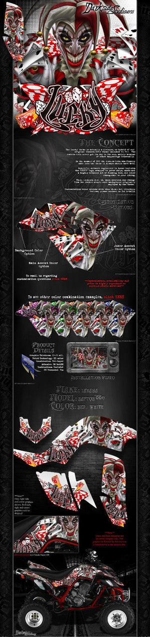 Graphics Kit For Yamaha Raptor 660   "Lucky" Decals Wrap Set For Oem Parts & Plastics - Darkside Studio Arts LLC.