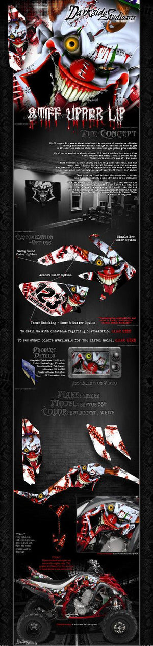 Graphics Kit For Yamaha Raptor 350 -All Years- Wrap Decal  Set  'Stiff Upper Lip' - Darkside Studio Arts LLC.