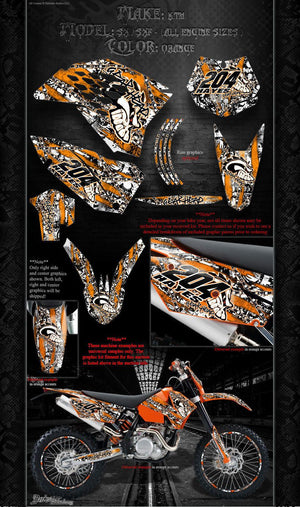 "Gear Head" Graphics Decals Wrap Skull Fits Ktm 2007-2010 Sx Sxf 250 300 450 525 - Darkside Studio Arts LLC.
