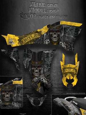 Graphics Kit For Can-Am Ds450  For Black & Yellow Xc Mx Plastics "The Outlaw" Parts Decal - Darkside Studio Arts LLC.