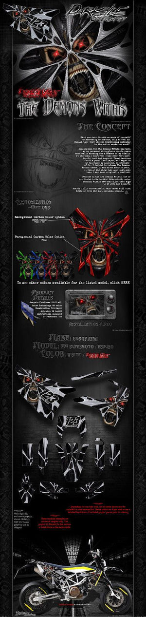 Graphics Kit For Husqvarna 701 Supermoto / Enduro  Wrap 'The Demons Within' Decal - Darkside Studio Arts LLC.