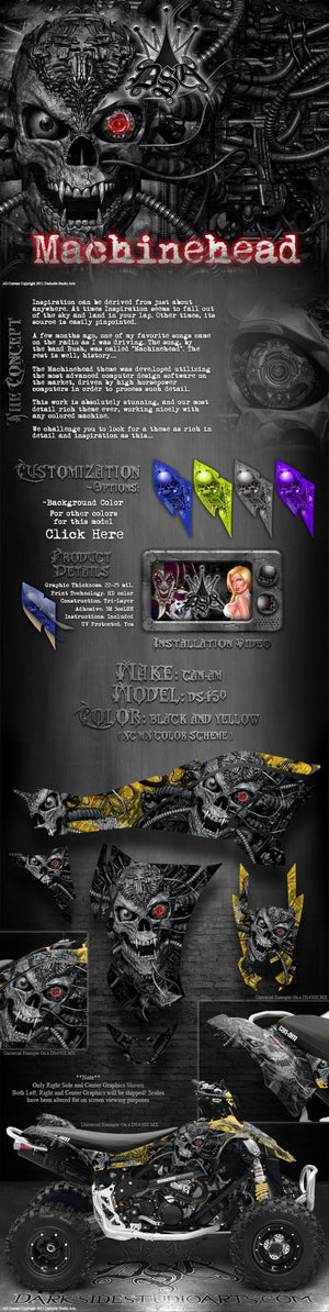 Graphics Kit For Can-Am Ds450 Atv Quad  Decals  "Machinehead" Xc / Mx Color Scheme - Darkside Studio Arts LLC.