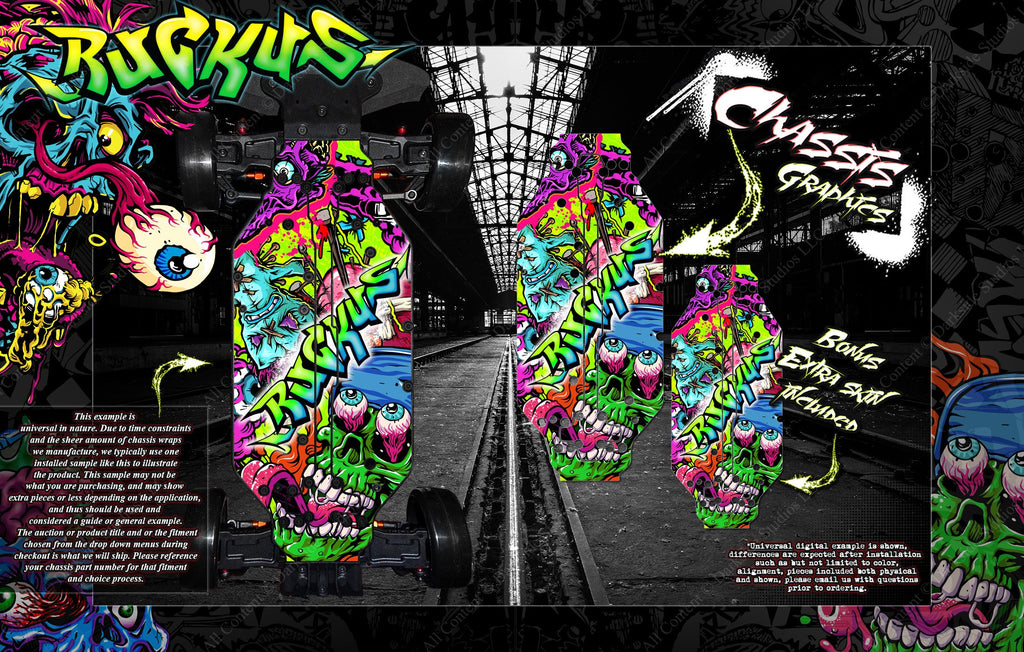 'Ruckus' Themed Chassis Skin Chassis Wrap Skin Protection Kit Fits Hpi Rs4 Sport 3 #106629 / #113695 | Darkside Studio Arts LLC.