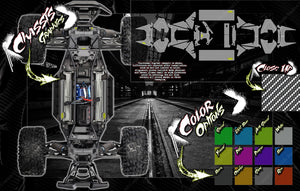 'Carbon Fiber' Aftermarket Printed Graphics Decals Fits Traxxas X-Maxx 6S 8S Interior Chassis / Shock Tower / Battery Tray - Darkside Studio Arts LLC.