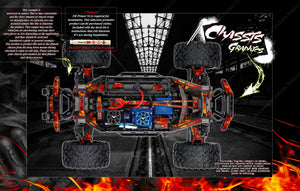 'Hell Ride' Skin Decal Hop Up Graphics Kit Fits Traxxas Maxx 4S -V1 Only- 1/10 Chassis / Shock Tower Printed Flames - Darkside Studio Arts LLC.