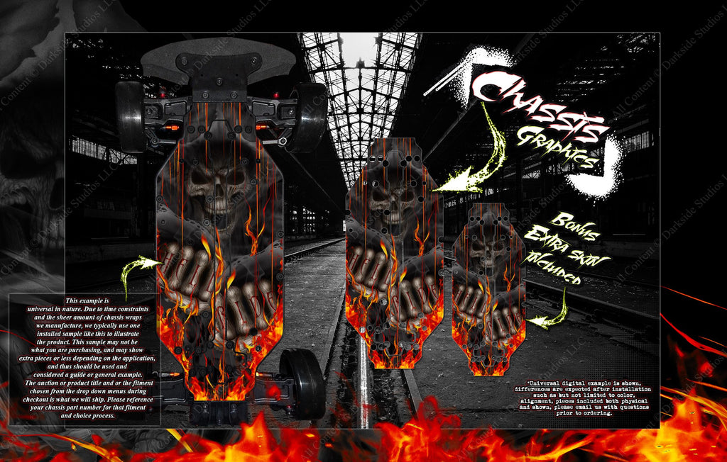 'Hell Ride' Themed Chassis Skin Fits Hpi Rs4 Sport 3 #106629 / #113695 Skid Plate Parts | Darkside Studio Arts LLC.