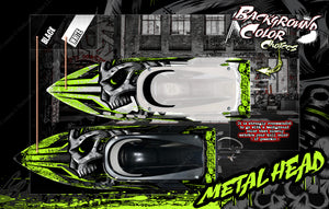 'Metal Head' Fits Pro Boat Zelos 48G Zelos 36" Partial Skin Wrap Hull Decal Graphics Kit - Darkside Studio Arts LLC.