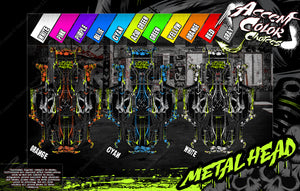 'Metal Head' T.T.F. (Trim To Fit) Skid Protection Chassis Wrap Graphics Fits Losi Traxxas Axial Hpi Tekno Kraken Arrma Pro-Line - Darkside Studio Arts LLC.