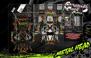'Metal Head' Graphics Kit For Kawasaki Kfx450R Wrap Decal Fits Oem Plastics - Darkside Studio Arts LLC.