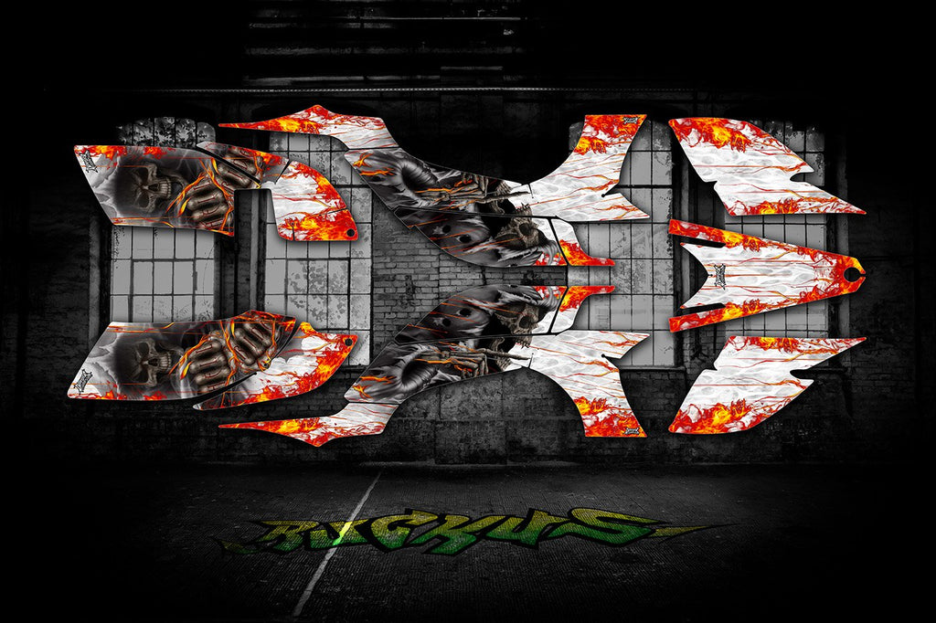 Yfz450 Hell Ride Graphics Kit All White | Darkside Studio Arts LLC.