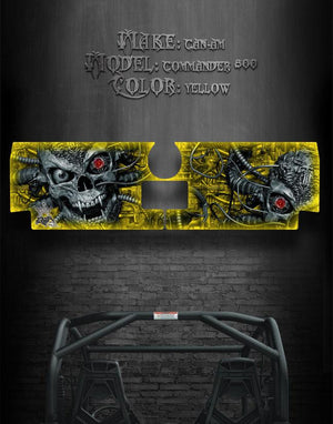 Graphics Kit For Can-Am Commander 800 1000 Xt Tailgate  "Machinehead" Yellow Model Skull - Darkside Studio Arts LLC.