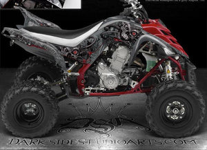 Graphics Kit For Yamaha Raptor 700 2006-2012 "Machinehead" Decals  For White Parts Wrap - Darkside Studio Arts LLC.