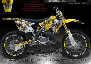 Graphics Kit For Suzuki 1996-1998 Rm125 Rm250 2-Stroke  Decals "The Freak Show" Yellow 97 - Darkside Studio Arts LLC.