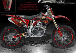 GRAPHICS FOR HONDA 2004-2009 CRF250 CRF250R   RED 06 07 DECALS "HIGHWAY TO HELL" - Darkside Studio Arts LLC.