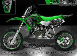 Graphics Kit For Kawasaki 00-13 Kx65 02-09 Klx110   "Machinehead" For Green Parts 12 - Darkside Studio Arts LLC.