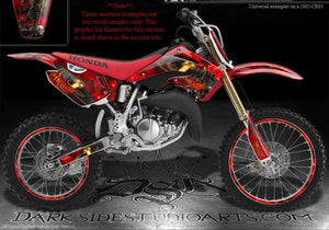 GRAPHICS FOR HONDA CR85 2003-2012 2-STROKE ONLY  STICKER  "HIGHWAY TO HELL" RED - Darkside Studio Arts LLC.