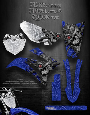 Graphics Kit For Yamaha 2008-2013 Ttr125 Decal  "Machinehead"  For Blue Plastics Parts - Darkside Studio Arts LLC.