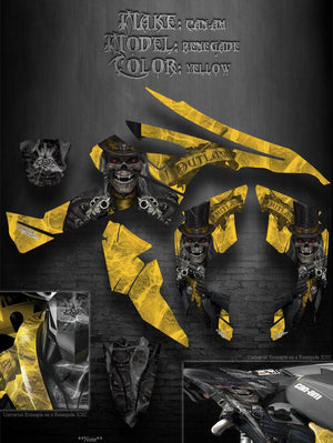 Graphics Kit For Can-Am Renegade   Set "The Outlaw" Designed For All Yellow Plastics - Darkside Studio Arts LLC.