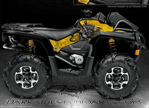Graphics Kit For Can-Am Outlander 2012-2014 "Machinehead" Partial Side Panel Red Decals - Darkside Studio Arts LLC.