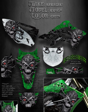 Graphics Kit For Kawasaki 2012-2013 Kx450F "Machinehead"  For Green Parts Kxf450 Decals - Darkside Studio Arts LLC.