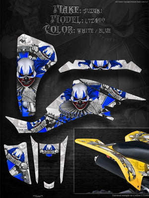 Graphics Kit For Suzuki 03-08 Decals Ltz400 White & Blue Accents  "The Freak Show" - Darkside Studio Arts LLC.