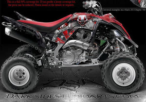 Graphics Kit For Yamaha Raptor 700 2013-2023 "The Freak Show"  For White & Blue Parts 700R - Darkside Studio Arts LLC.