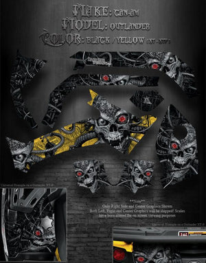 Graphics Kit For Can-Am Outlander 2012-2013 Xt Xt-P 1000 800R   "Machinehead" Skulls - Darkside Studio Arts LLC.