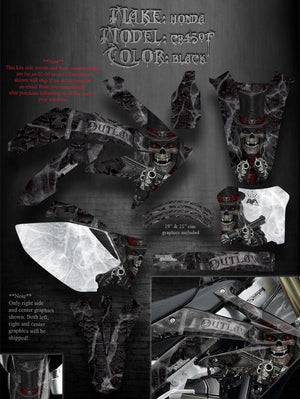 Graphics For Honda 2005-2008 Crf450 Decals   "The Outlaw" For Black Parts Wrap - Darkside Studio Arts LLC.