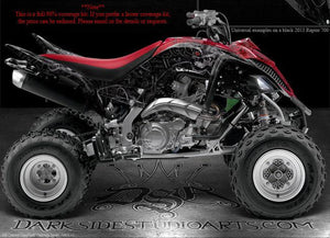 Graphics Kit For Yamaha 2013-2023 Raptor 700 "Machinehead"  For Black Plastics Parts - Darkside Studio Arts LLC.