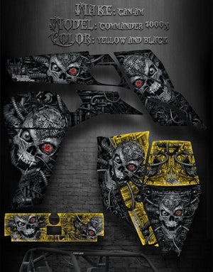 Graphics Kit For Can-Am Commander 1000X 90% Coverage  "Machinehead" Skull Reaper Canam - Darkside Studio Arts LLC.